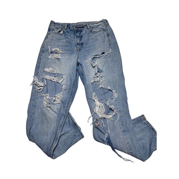 American Eagle Distressed Blue Mom Jeans Womens Size 10 - Picture 1 of 10